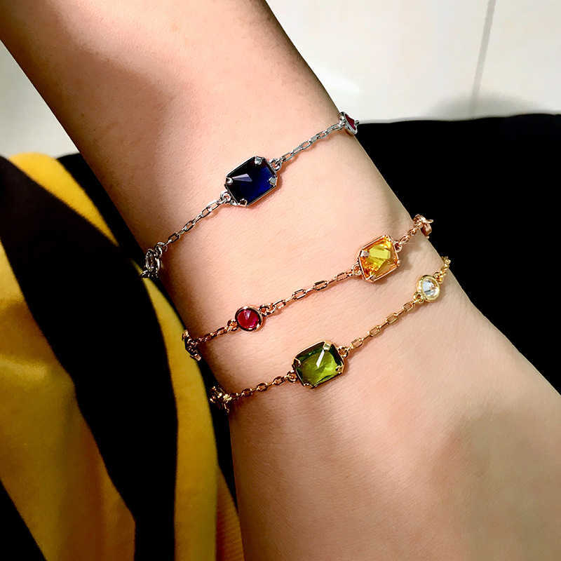 Link Chain Top Quality Mix Candy Colors Crystal Baracelet Fink Gold Plated Charm Chain Bracelets For Women Fashion Jewelry G230222