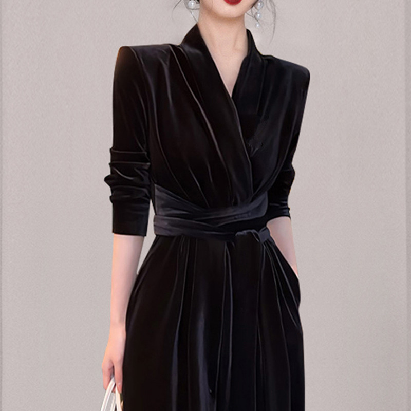 Women's Jumpsuits Rompers JSXDHK Runway Elegant Autumn Winter Velvet Jumpsuit For Women V Neck High Waist Long Sleeve Lace Up Belt Wide Leg Rompe