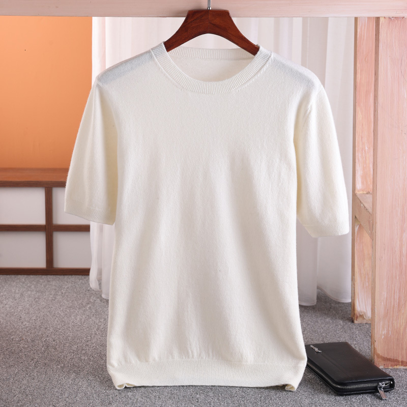 Men's Vests MVLYFLRT 100 Merino Wool Short Sleeved Round Neck Pullover Vest Spring Summer Solid Color Knitted Half Sleeve Sweater 230223