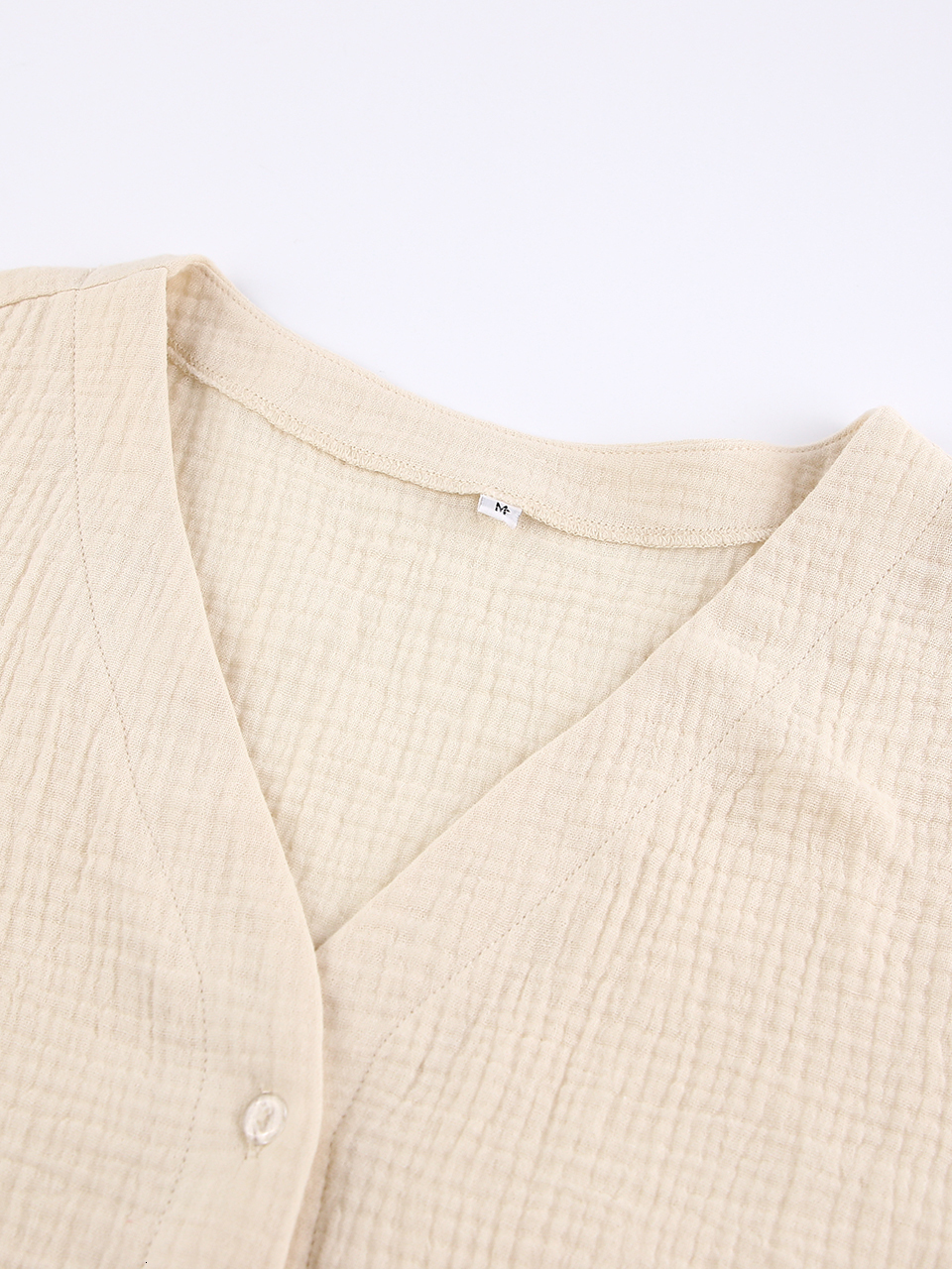 Women's Sleepwear Linad Khaki Pure Cotton Sleepwear V Neck Single Breasted Wide Leg Pants Trouser Suits Drop Sleeves Set Woman 2 Pieces Loungewea