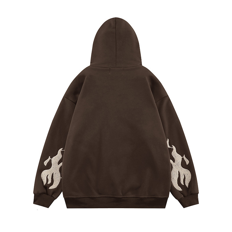 Mens Hoodies Sweatshirts Gothic Letters Print Oversized Zip Up Hoodie Autumn Winter Streetwear Long Sleeve Cotton Jackets 230222