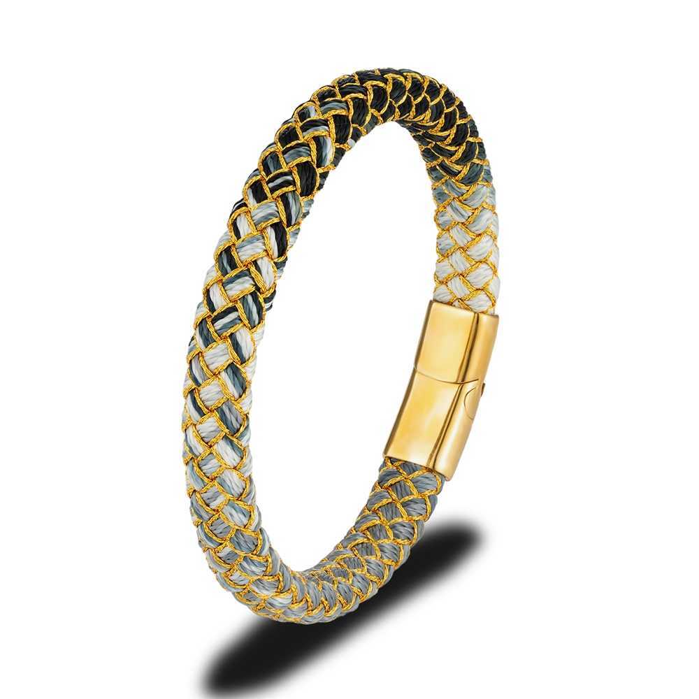 Link Chain MKENDN Handmade Creative Design Keel Rope Bracelet Stainless Steel Magnet Buckle Koi Lucky Jewelry G230222