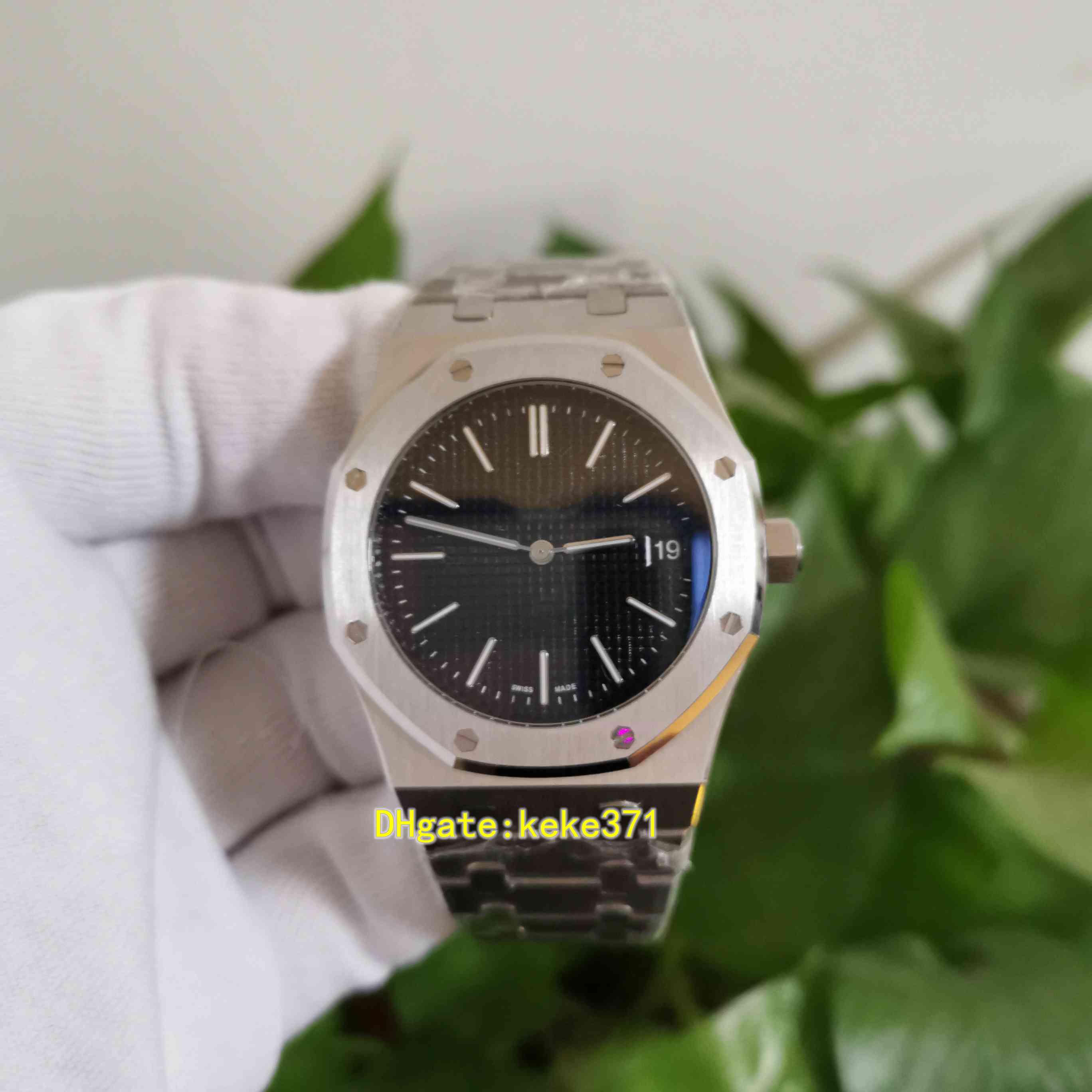 Perfect Quality men Watches Black 39mm x 8.5mm 15202 15202IP.OO.1240IP.01 Sapphire Stainless VK Quartz Movement Mens Watch Men's Wristwatches