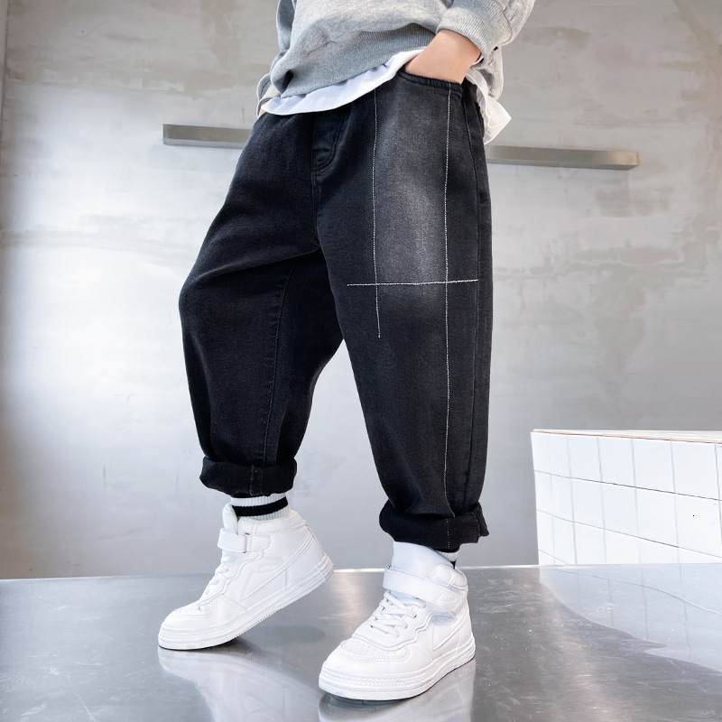 Jeans Children's Clothing Boys Pants Fashion Black Jeans Spring Autumn Teens Casual Sports Pants Kids Clothes Denim Trousers 10 12 14Y 230223