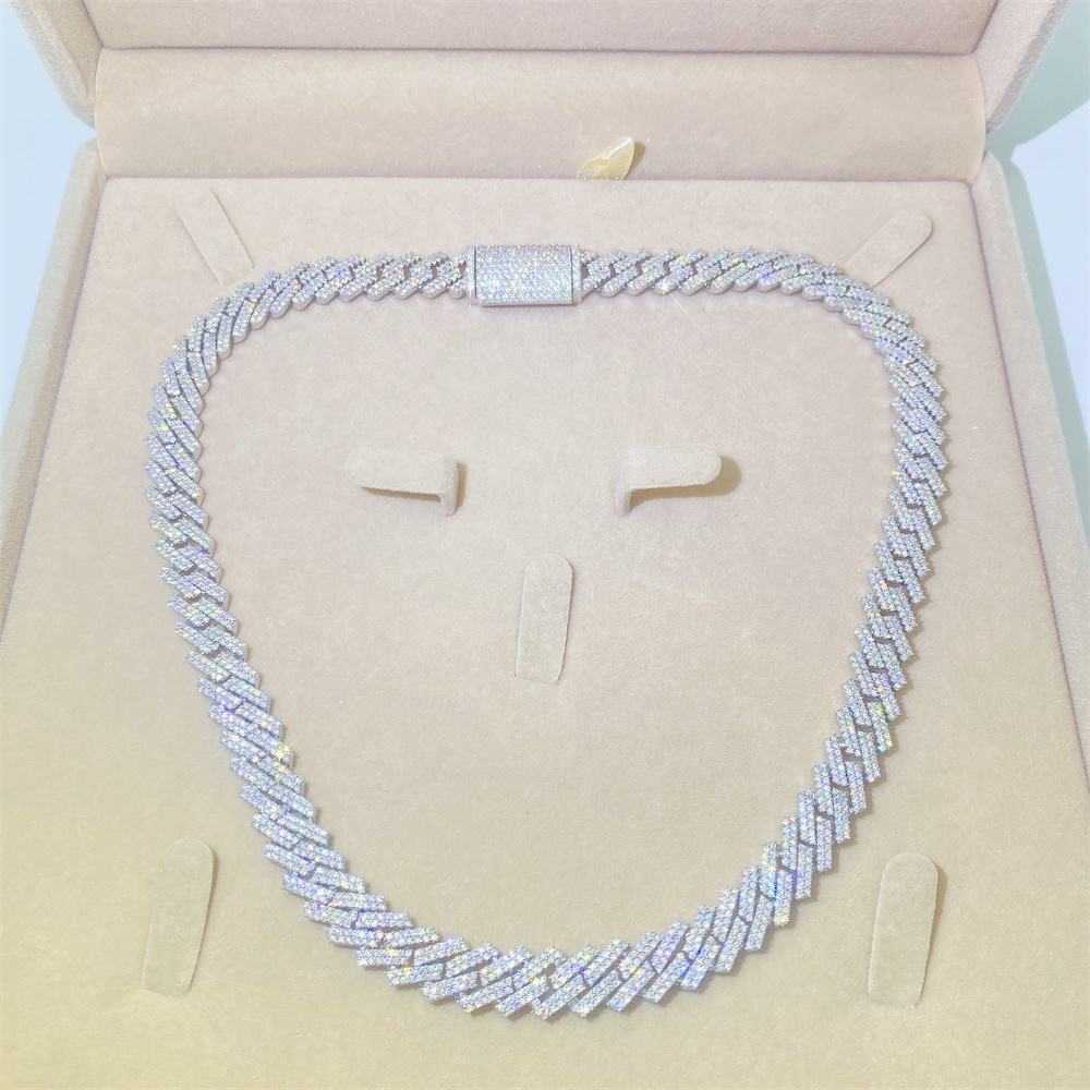 necklace moissanite chain Pendant Necklaces Iced Out Pass Dia Tester Vvs Moissanite Jewelry Necklace Bracelet Women Men 14mm Cuban k Chain