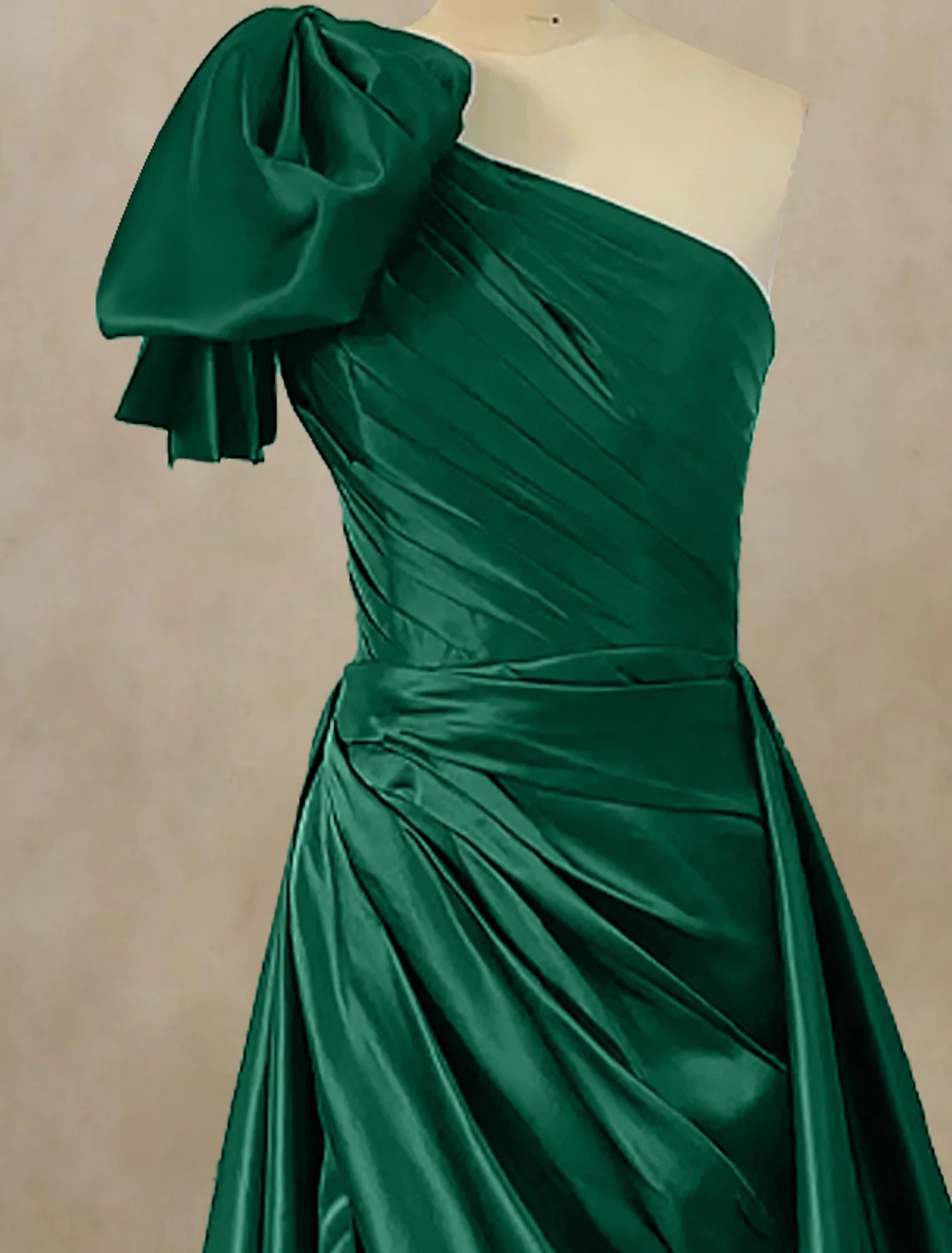 2023 Emerald Green Evening Prom Dress Sleeveless One Shoulder Satin Ruched Slit Formal Party Gowns Sexy Abendkleider Robe De Soiree