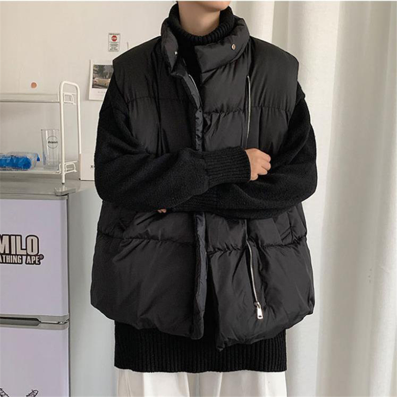 Men's Vests Men Jacket Autumn Winter Fashion Warm Thick Cotton Coats Leisure Streetwear Loose Outerwear Male Sleeveless 230223
