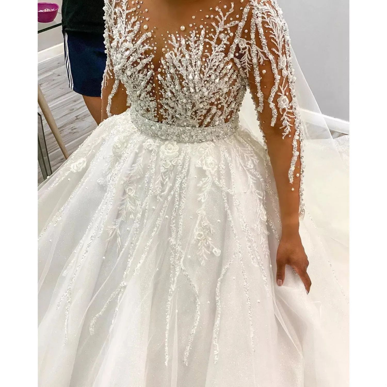 Wedding Dresses Mermaid Bridal Gown With Detachable Train Long Sleeves Beaded Lace Applique Pearls Custom Made Vestidos De Novia Plus Size 6660306