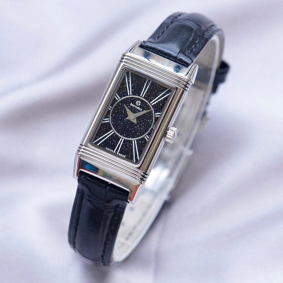Fashion women's watch elegant and generous top design team flip watch diamond inlay Italian calfskin waterproof design