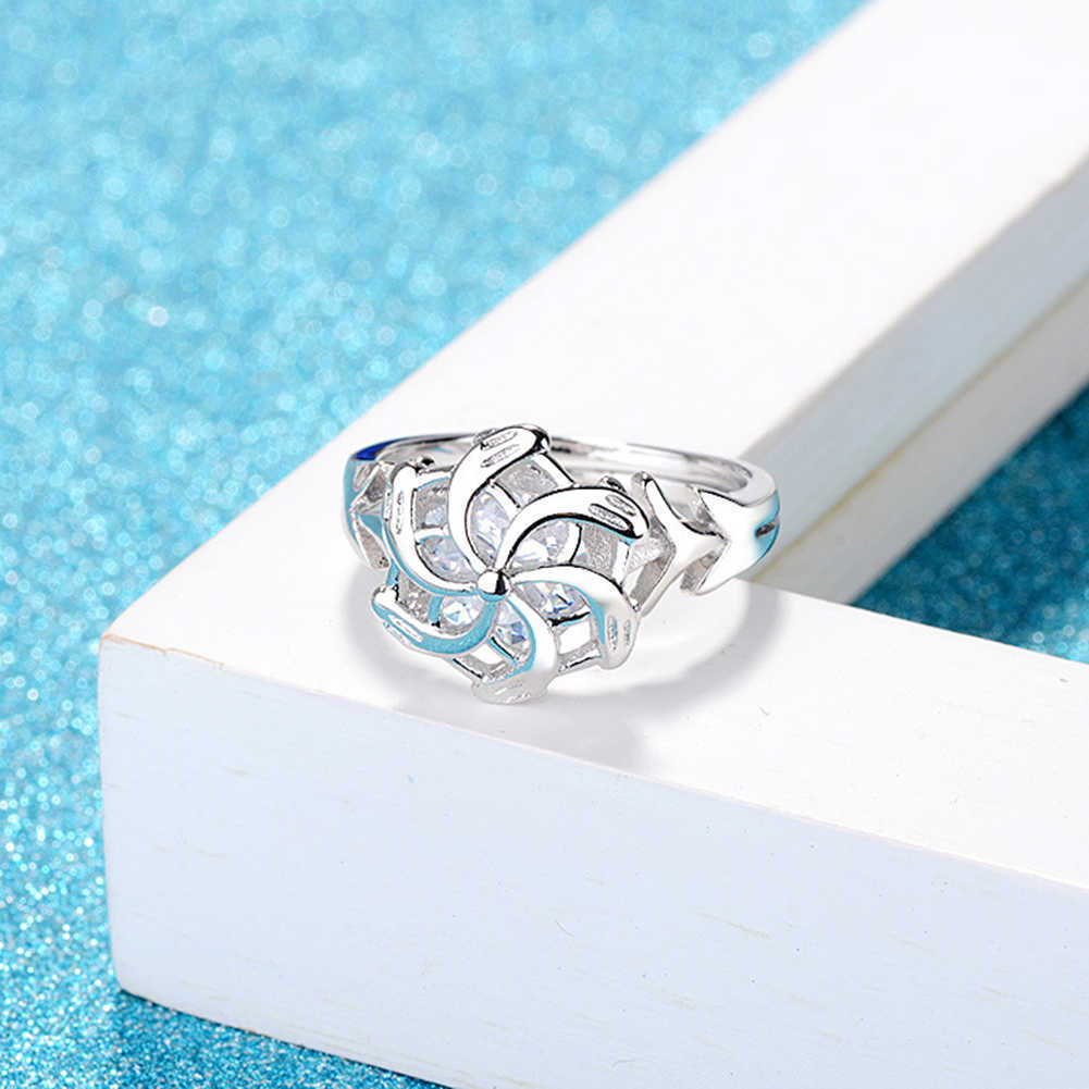 Band Rings 2022 Fashion Silver Color Wedding Ring For Women Men The Galadriel Nenya Windmill Shape Jewelry Christmas Friends Gift Rings G230213