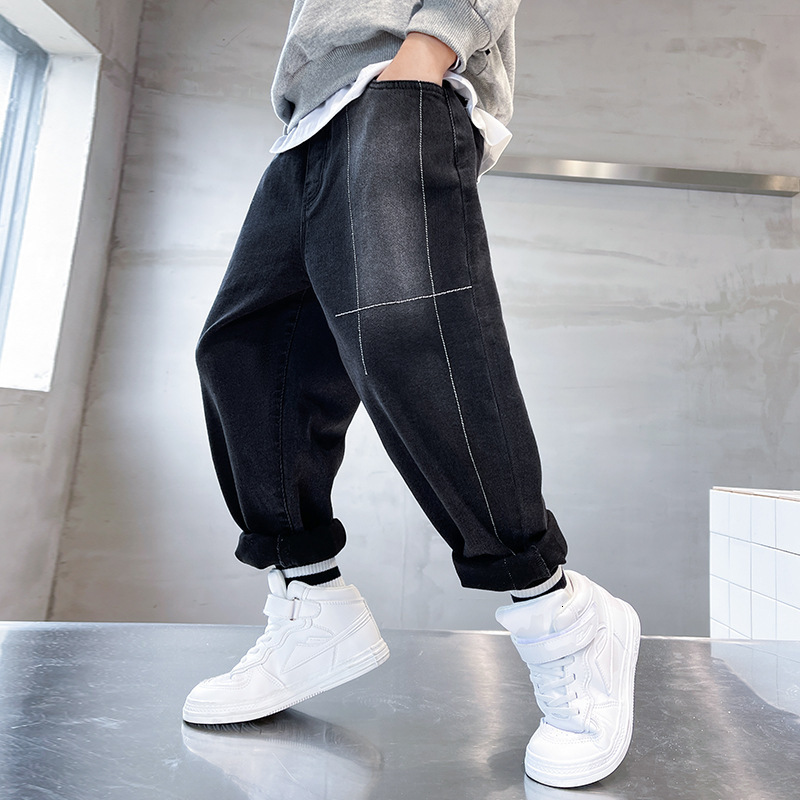 Jeans Children's Clothing Boys Pants Fashion Black Jeans Spring Autumn Teens Casual Sports Pants Kids Clothes Denim Trousers 10 12 14Y 230223