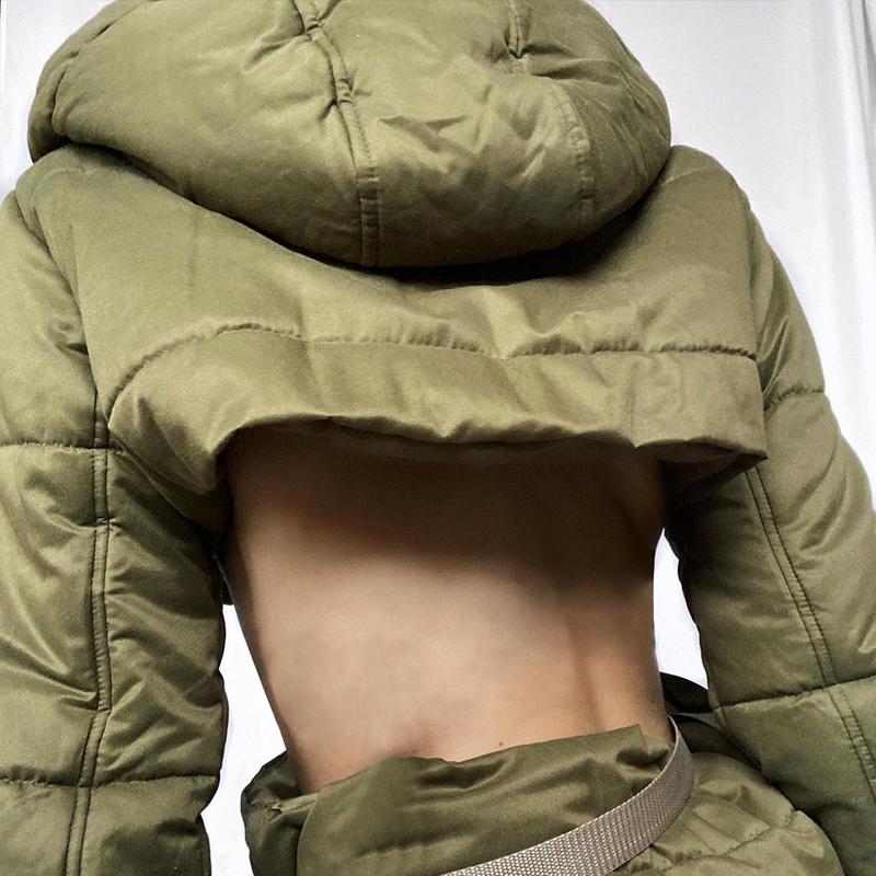 Two Piece Dress 2Pcs Women Winter Outfits Solid Color Thick Hooded Long Sleeves Coat High Waist Miniskirt Suit For Girls Blue/Army GreenTwo