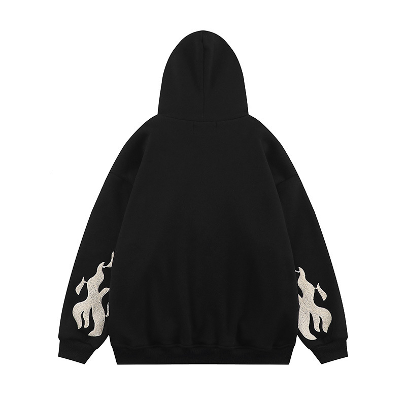 Mens Hoodies Sweatshirts Gothic Letters Print Oversized Zip Up Hoodie Autumn Winter Streetwear Long Sleeve Cotton Jackets 230222