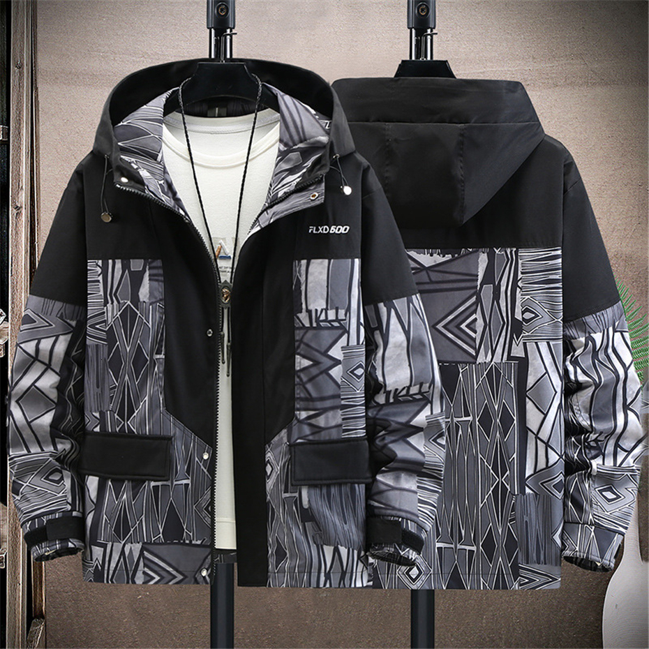 Men's Jackets Plus Size 10XL 11XL Men Hip Hop Streetwear Patchwork Coat Male Hooded Big 230223