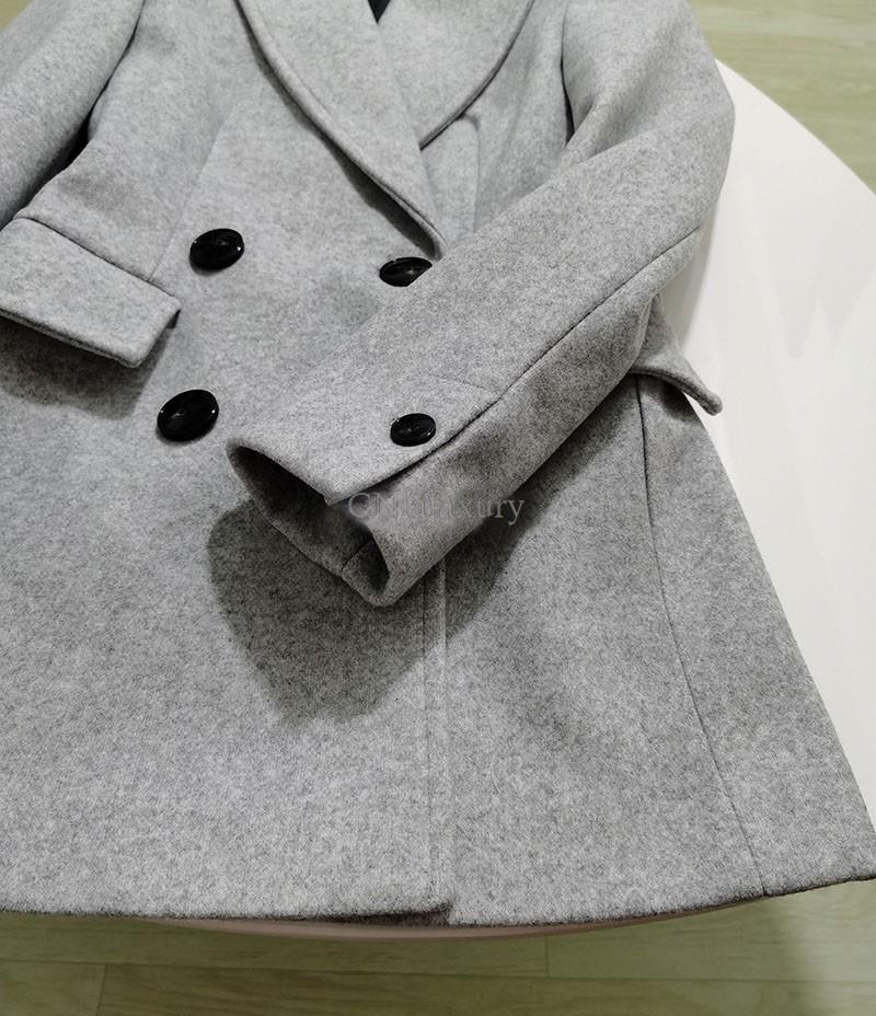 Women's Suits Blazers CNlalaxury Autumn Winter Woman Grey Double-breasted Blazer Long Sleeve Casual Woolen Suit Jacket Commute Solid Color Outerw