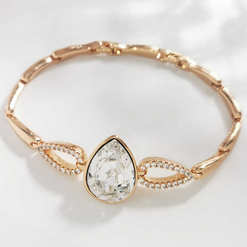 Link Chain Fashion Woman Bracelets 2023 Teardrop Bijoux made with Austrian Crystal for Girls Trending Water Drop Hand Jewelry Accessoriies G230222