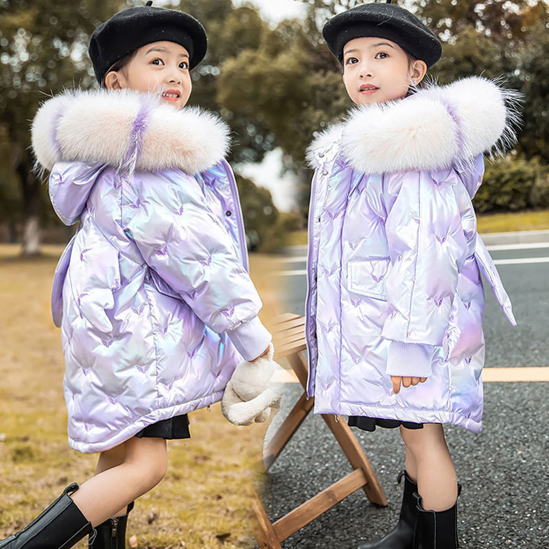 Jackets Winter Girls Coats Fashion Shiny Wing Outerwear Teens Thicken Warm Down Kids Clothes For 3-10 Year Long Parkas 230222