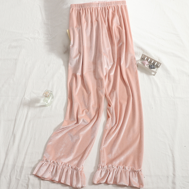 Women's Sleepwear Gaganight Women Two piece Pajamas Autumn Winter Sweet Fairy French Velvet Breasted Ruffled Loose Top Thin Harem Pants 230223