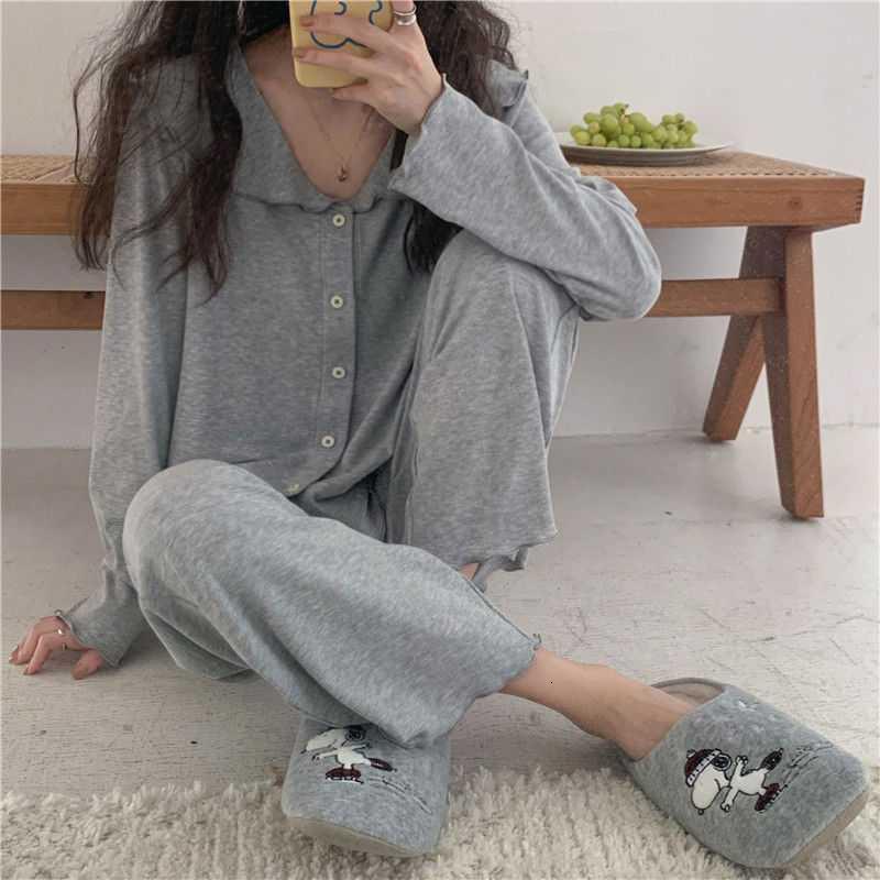 Women's Sleepwear Women's Pajamas Pyjama Pour Femme Solid Color Navy Collar Pijamas Simple Style Home Wear Roomware Summer Night Home Suit 2
