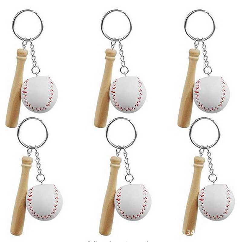 Key Rings 30pcs Softball Baseball Keychain Mini Wooden Bat Softball Keyring Softball Keychains for Girls Team Softball Sports Large Size J230222