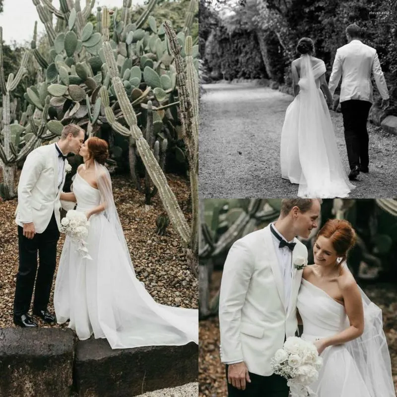 Gorgeous Wedding Dresses Bridal Gown One Shoulder Organza Sweep Train A Line Simple Plus Size Custom Made Garden Beach Vestido De Novia