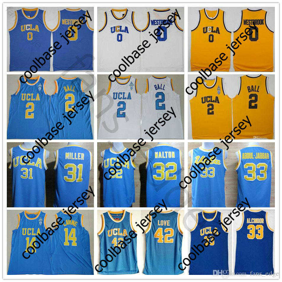 NCAA UCLA Bruins College Basketball Jerseys Russell 0 Westbrook Lonzo 2 Ball Reggie 31 Miller 32 Walton 42 Love, White
NCAA UCLA Bruins College Basketball Jerseys Russell 0 Westbrook Lonzo 2 Ball Reggie 31 Miller 32 Walton 42 Love, White