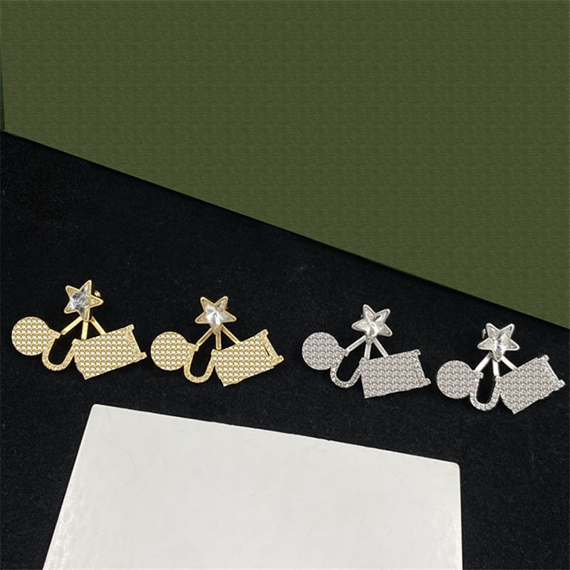 Star Sector Ear Stud Shiny Full Diamond Charm for Women Letter Geometry Design Dangle Earring