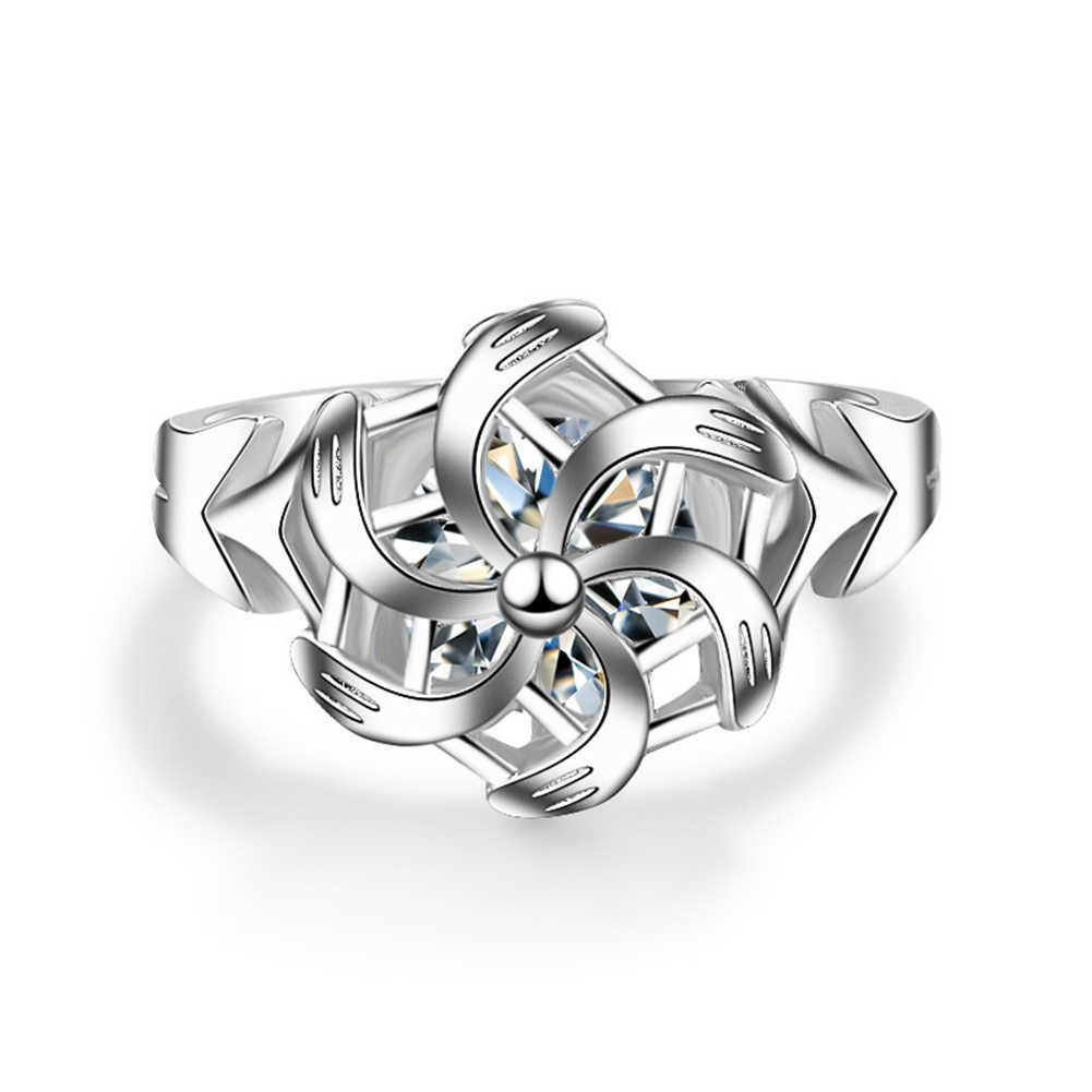 Band Rings 2022 Fashion Silver Color Wedding Ring For Women Men The Galadriel Nenya Windmill Shape Jewelry Christmas Friends Gift Rings G230213
