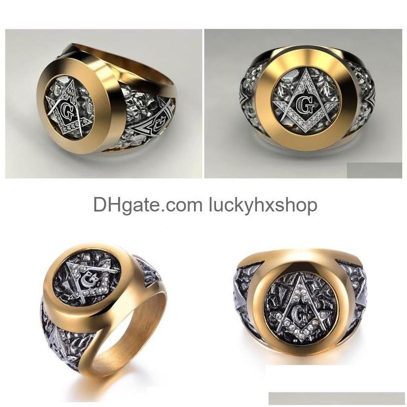 Band Rings Eejart Stainless Steel Masonic Ring For Men Mason Symbol G Templar Masonry Drop Delivery Jewelry Dhxfa Del Dhdem