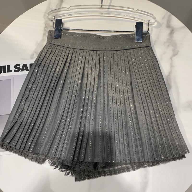 Women's Shorts high waist lace patchwork shinny bling pleated shorts plus size SML 230222