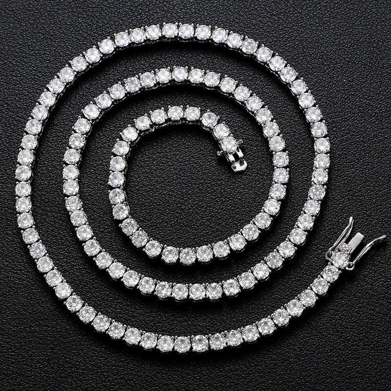 Usa Stock Fine Jewelry Hip Hop 925 Sterling Silver Vvs Moissanite Diamond Classic Tennis Chain Necklace