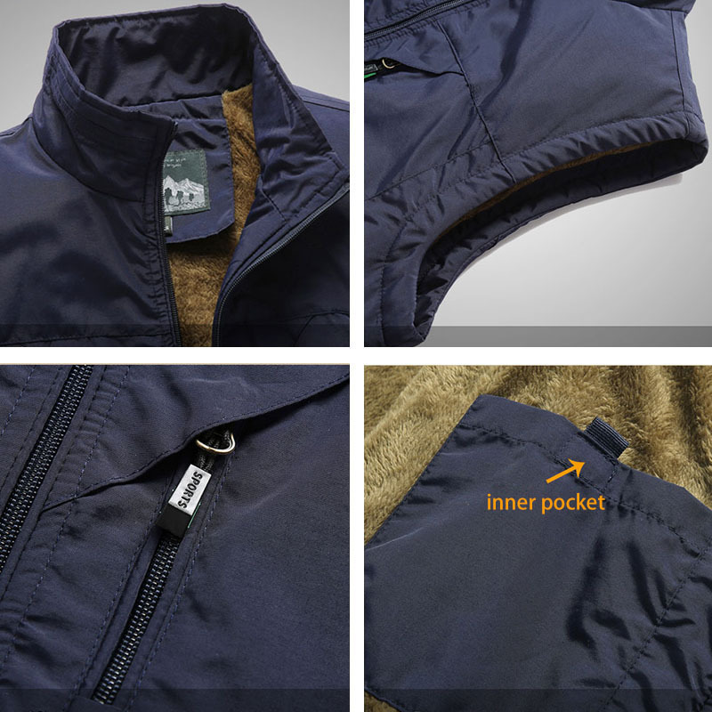 Men's Vests Winter Men Fleece Warm Vest With Many Pockets Autumn Male Casual Thick Multi Pocket Waistcoat Pographer Sleeveless Jacket 230223