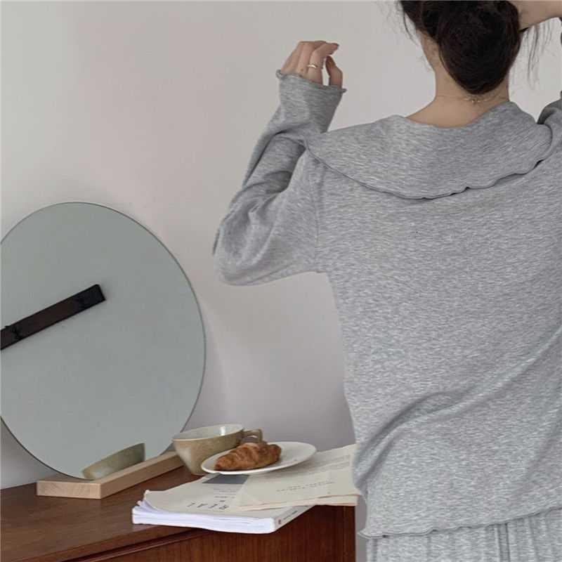 Women's Sleepwear Women's Pajamas Pyjama Pour Femme Solid Color Navy Collar Pijamas Simple Style Home Wear Roomware Summer Night Home Suit 2
