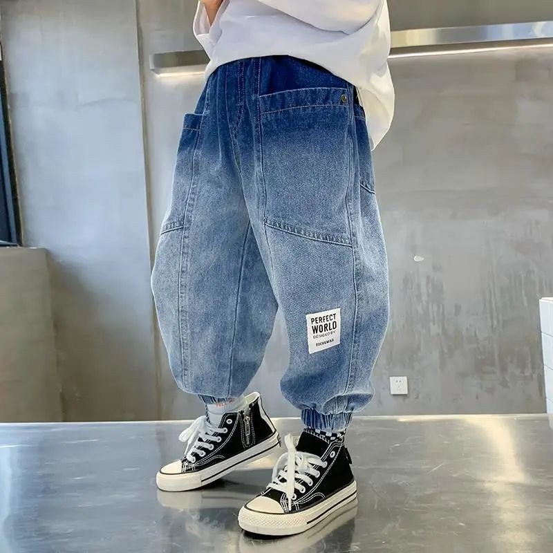 Jeans Boys Girls Cool Jeans Spring And Autumn Trousers Korean Casual Loose Pants Children's Clothing Summer Pants 230223