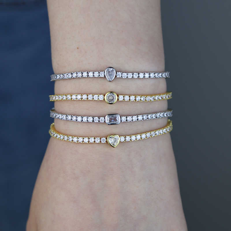 Link Chain Iced Out Bling Fashion Women Jewelry Geometric Thin Slim 2.5MM CZ Tennis Chain Women Girl Bracelet High Quality G230222
