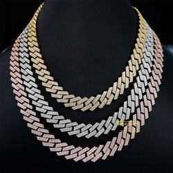 necklace moissanite chain Pendant Necklaces Iced Out Pass Diamond Tester Vvs Moissanite Jewelry Necklace Bracelet Women Men 14mm Cuban Link Chain