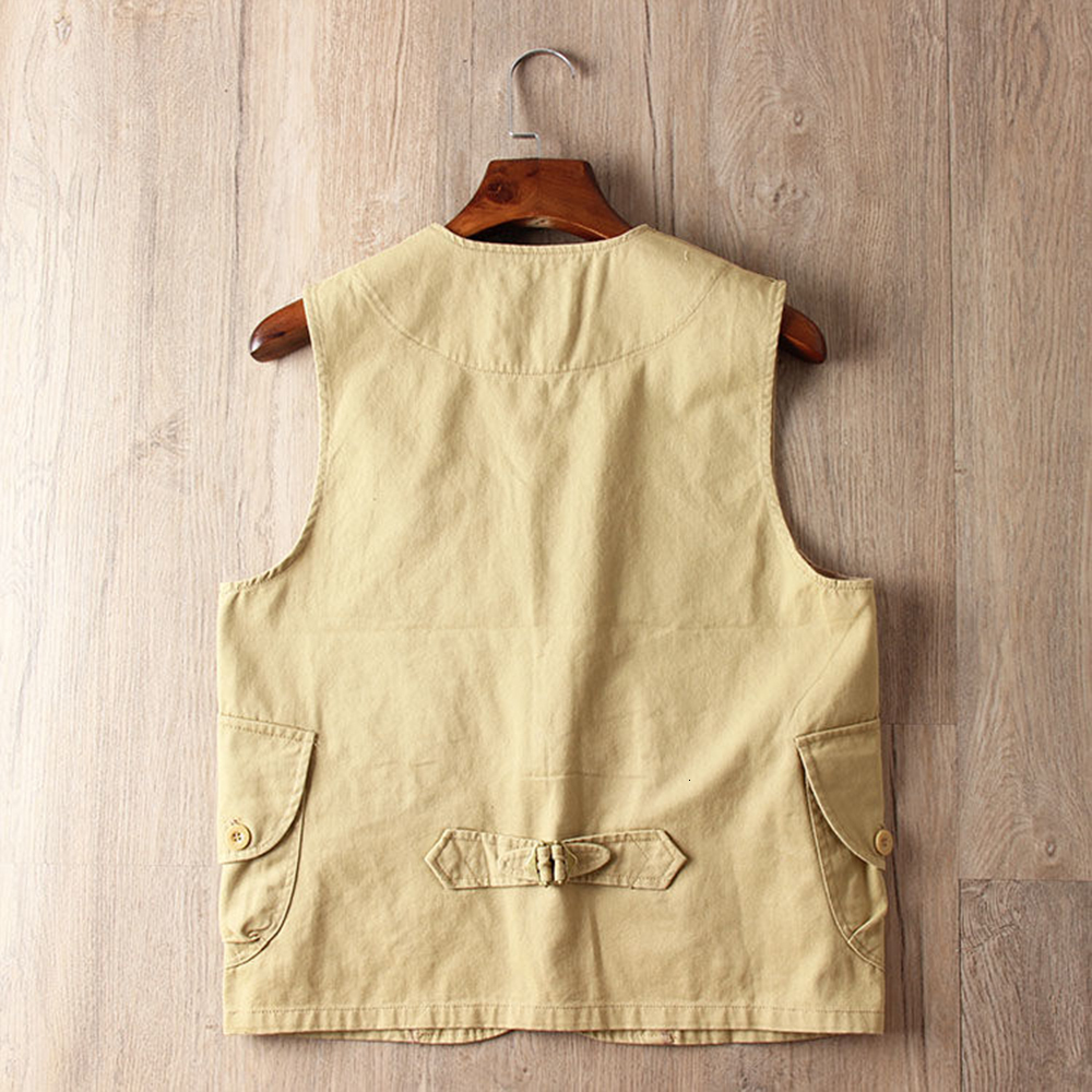 Men's Vests Highquality men's multipocket vest retro tooling cotton men and women couples thin casual cardigan 230223