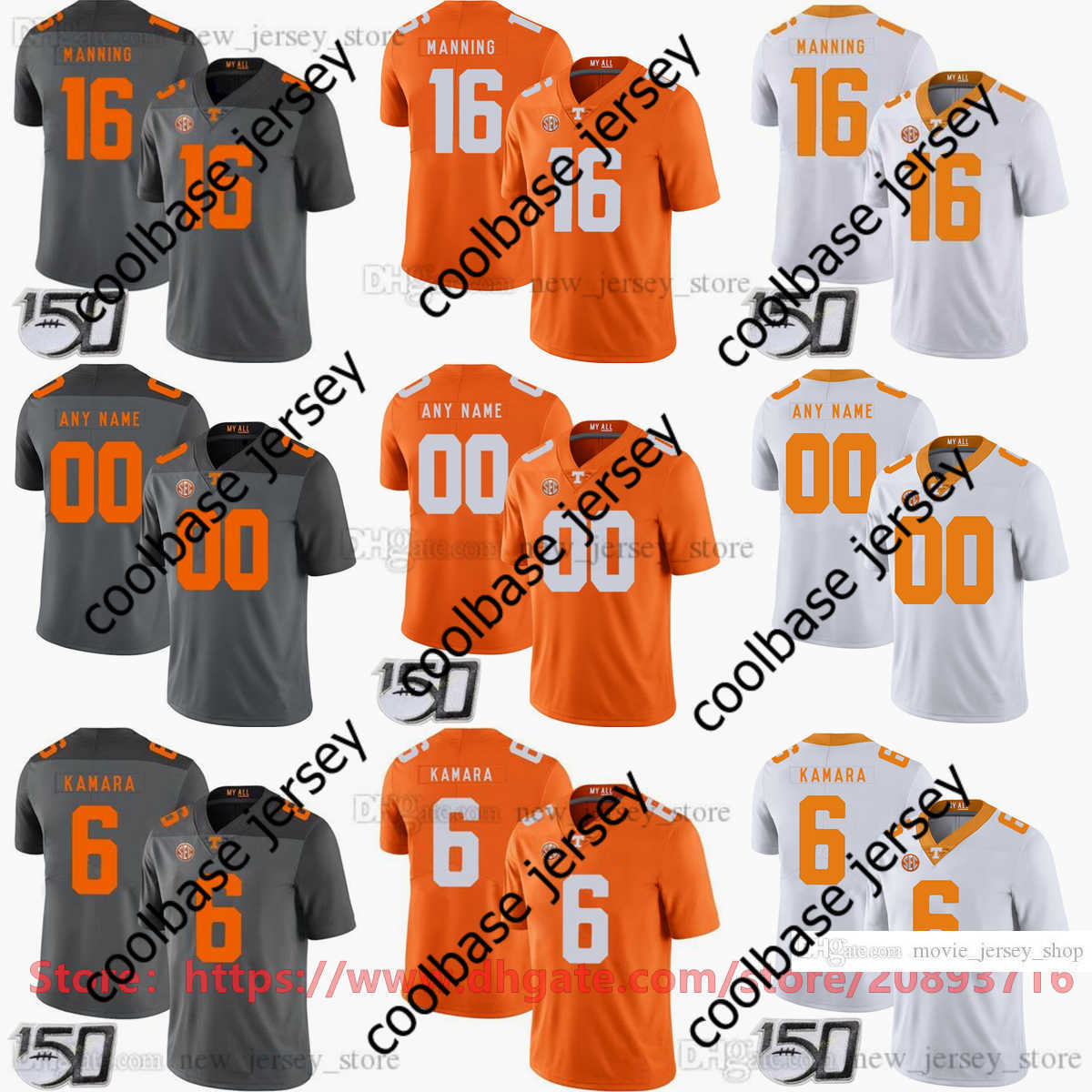 150th patch BOWL NCAA Football College Men Women Kids Boys Tennessee Volunteers Jersey Youth 6 Alvin Kamara 16 Peyton Manning 92 Reggie, Leave name number
150th patch BOWL NCAA Football College Men Women Kids Boys Tennessee Volunteers Jersey Youth 6 Alvin Kamara 16 Peyton Manning 92 Reggie, Leave name number