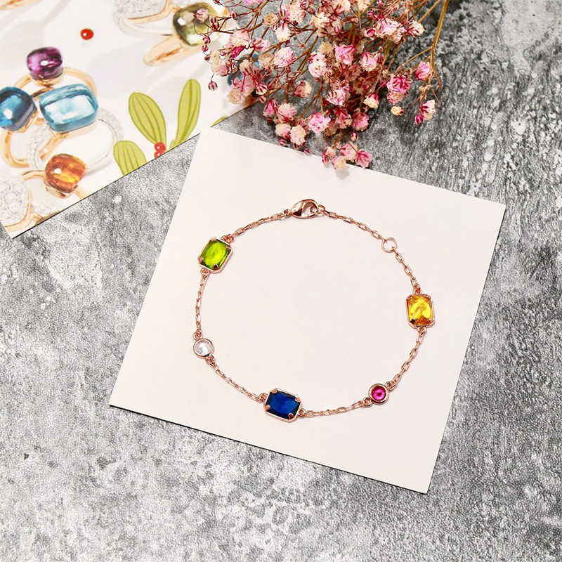 Link Chain Top Quality Mix Candy Colors Crystal Baracelet Fink Gold Plated Charm Chain Bracelets For Women Fashion Jewelry G230222