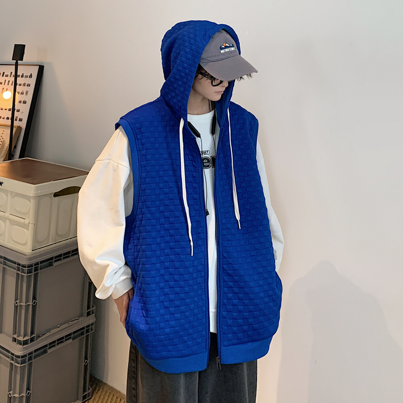 Men's Vests Fall Hooded Cardigan Hoodie Sleeveless Hong Kong Style Jacket Student Vest 230223