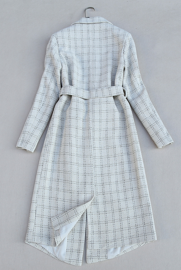 Two Piece Dress Elegant Medium Long Plaid Suit Coat and High Waist Fashion Faux Woolen Skirt Office Lady Clothing Set 230222