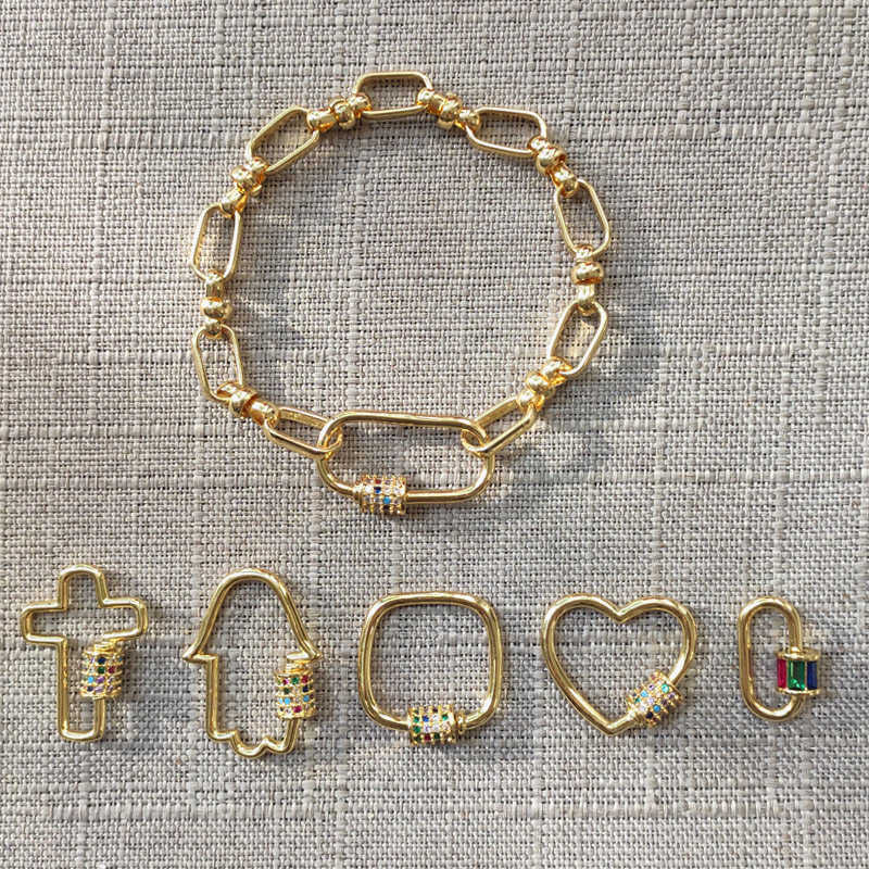 Link Chain Hand-made chunky chain bracelet colorful shiny Spiral Carabiner Clasps bangle punk goth Accessories 2020 new G230222