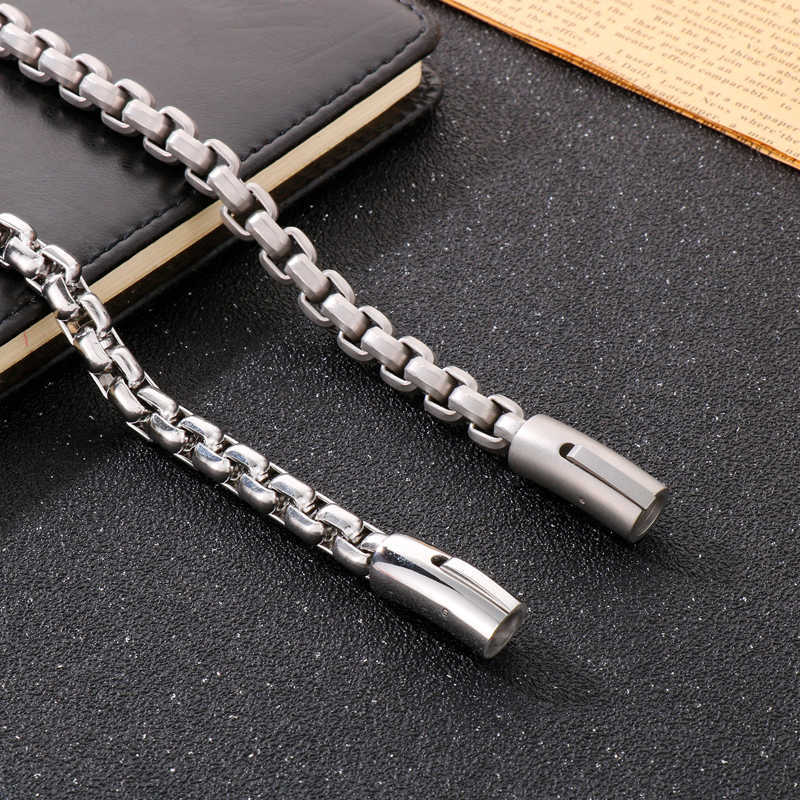 Link Chain Silver Color Stainless Steel Link Chain Bracelets for Men Polished Square Geometric Male Bangles Hip Hop Fashion Jewelry G230222