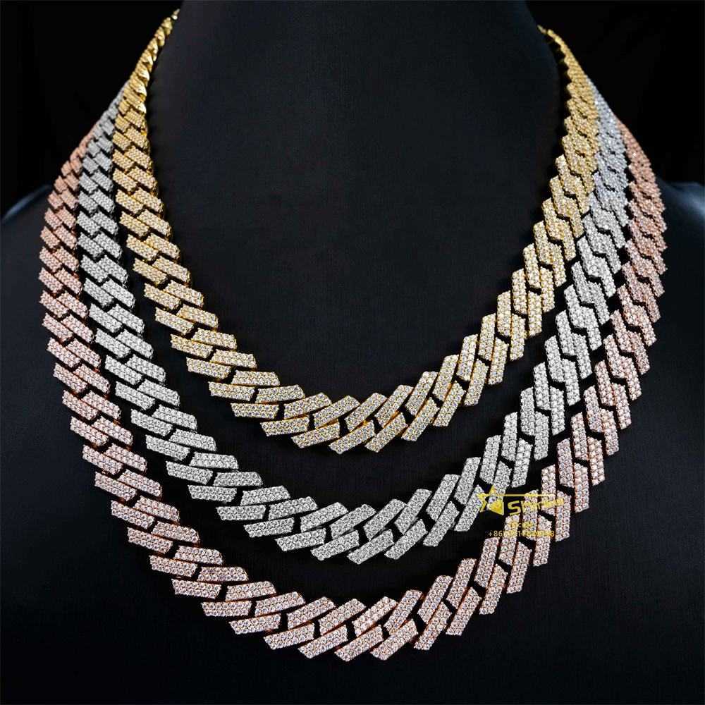 necklace moissanite chain Pendant Necklaces Iced Out Pass Diamond Tester Vvs Moissanite Jewelry Necklace Bracelet Women Men 14mm Cuban Link Chain