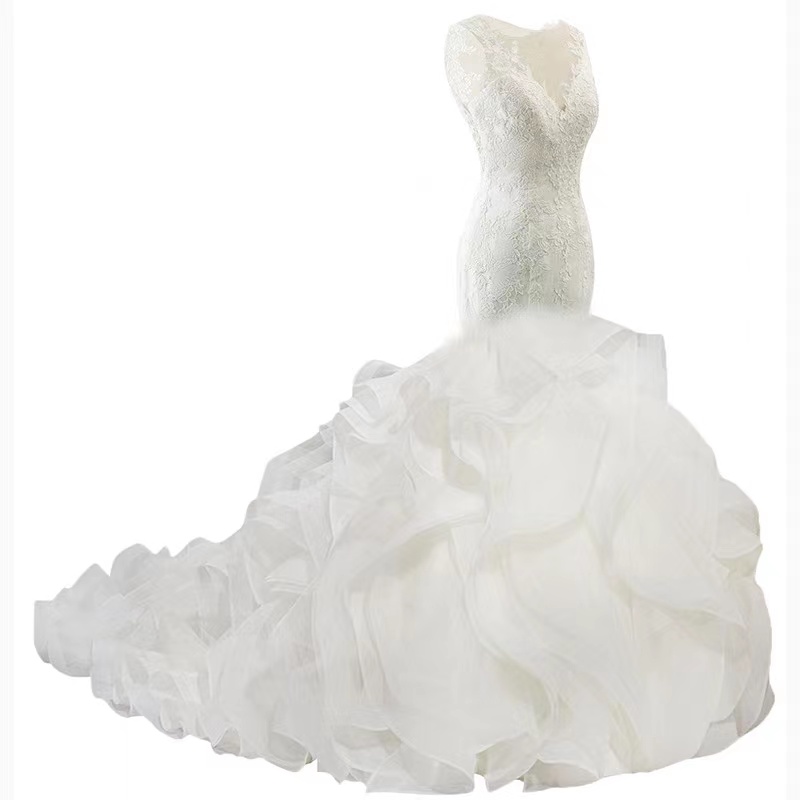 White Lace Appliques Champagne Wedding Dresses Open Back 3D Wers Sexy Bridal Gowns New Arrival Mermaid Dress 403 6660311