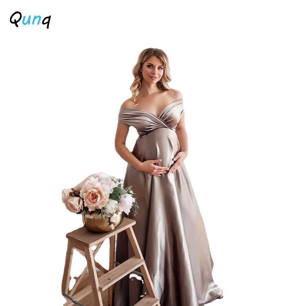 Maternity Dresses Qunq Spring Autumn Pregnant Woman Clothes Solid V Neck Sleeveless Splice Pleat Dress Vintage Elegant Causal Maternity Dresses R23022