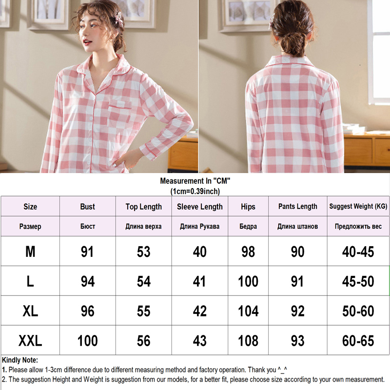Women's Sleepwear Sleepwear Women Pajamas Sets Long Sleeve Home Wear Suit For Women Two Piece Set Female Pijama Button Pyjama Clothes Polka Dot 2
