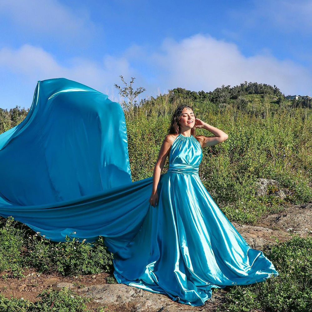 2023 Santorini Sexy Evening Prom Dress Halter Sleeveless Split Long Train Party Gowns Photography Abendkleider Robe De Soiree