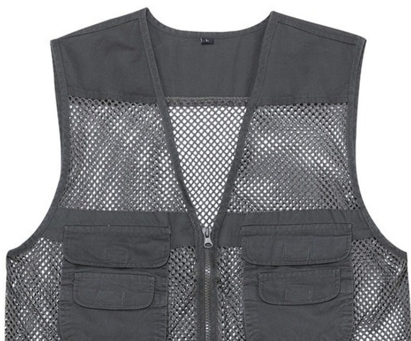 Men's Vests Casual Loose Cotton Men VNeck Mesh Zipper Sleeveless Mens Jacket Spring Summer Male with Many Pockets 230223