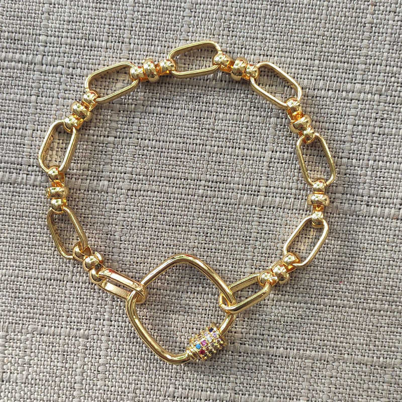 Link Chain Hand-made chunky chain bracelet colorful shiny Spiral Carabiner Clasps bangle punk goth Accessories 2020 new G230222